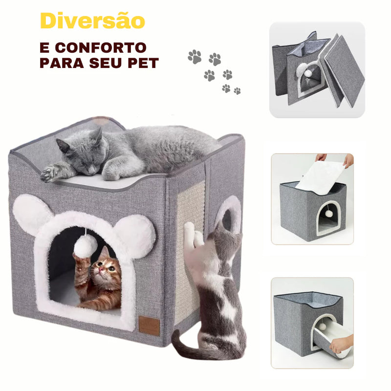 Casa Ninho Dobrável com Arranhador