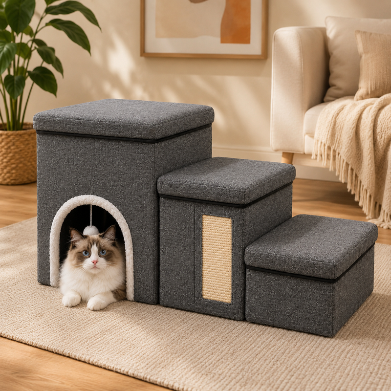 Escada Para Gatos  3 Degraus Multifuncional